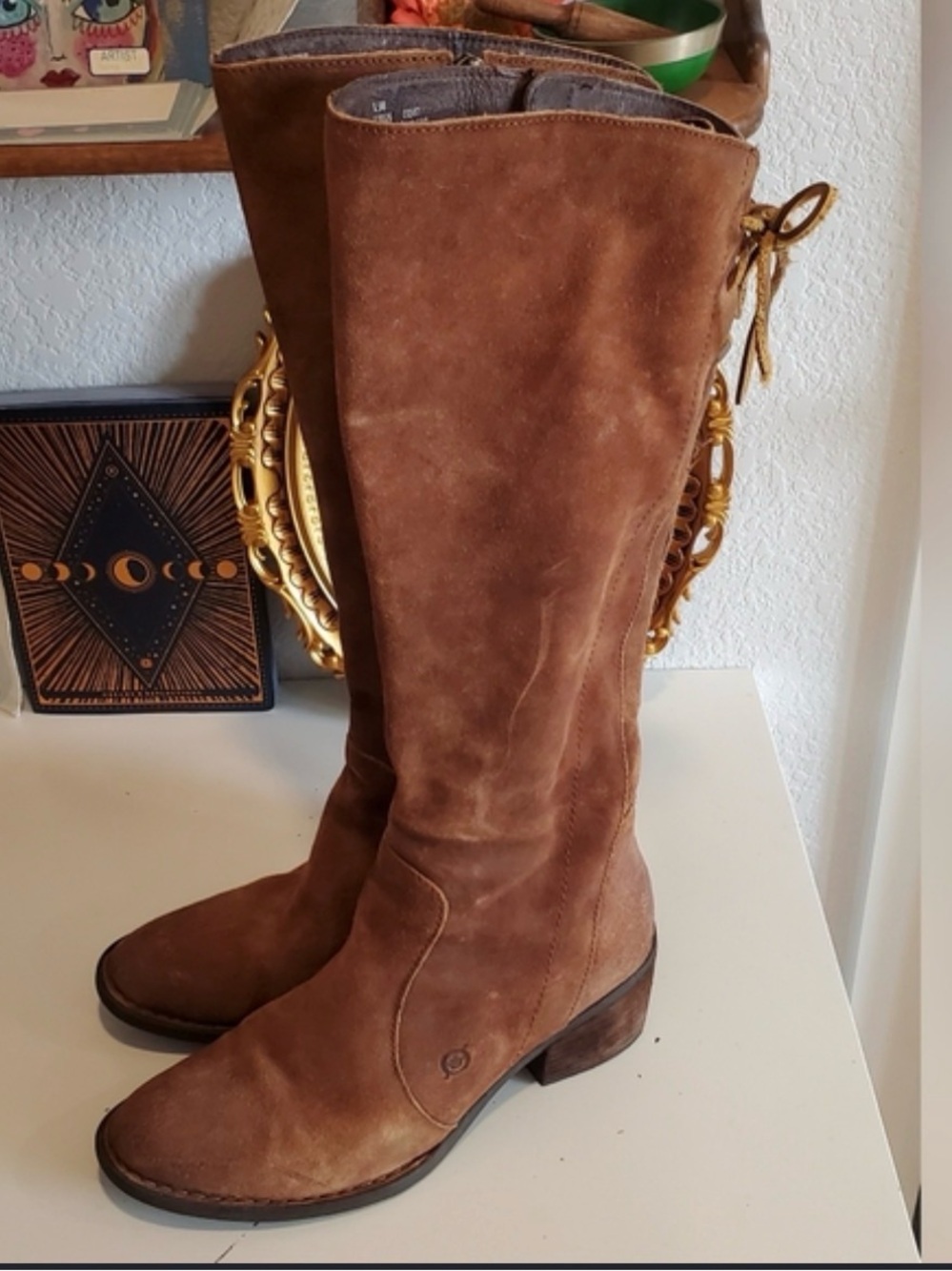 Women’s Tall Brown Suede Riding Boots